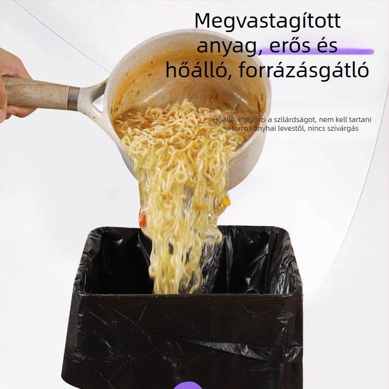 Szemeteszsákok húzókötéllel és akasztóval, vastagított és nagyobb méretben, fogantyúkkal, otthoni, kollégiumi és konyhai használatra