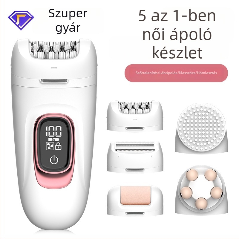 5 az 1-ben elektromos epilátor testhez: szőrszál-eltávolítás, borotva, tisztító kefével és masszázs – nedves és száraz használatra