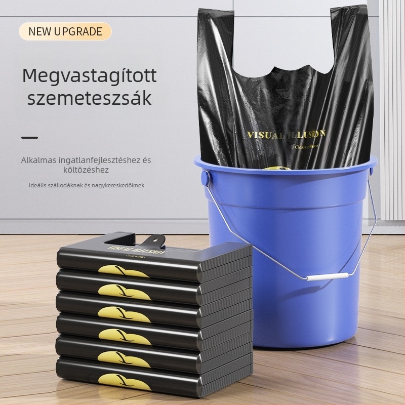Konyhai mellény-stílusú szemeteszsákok, nagy méretű műanyag zacskók, extra vastag, egyszer használatos