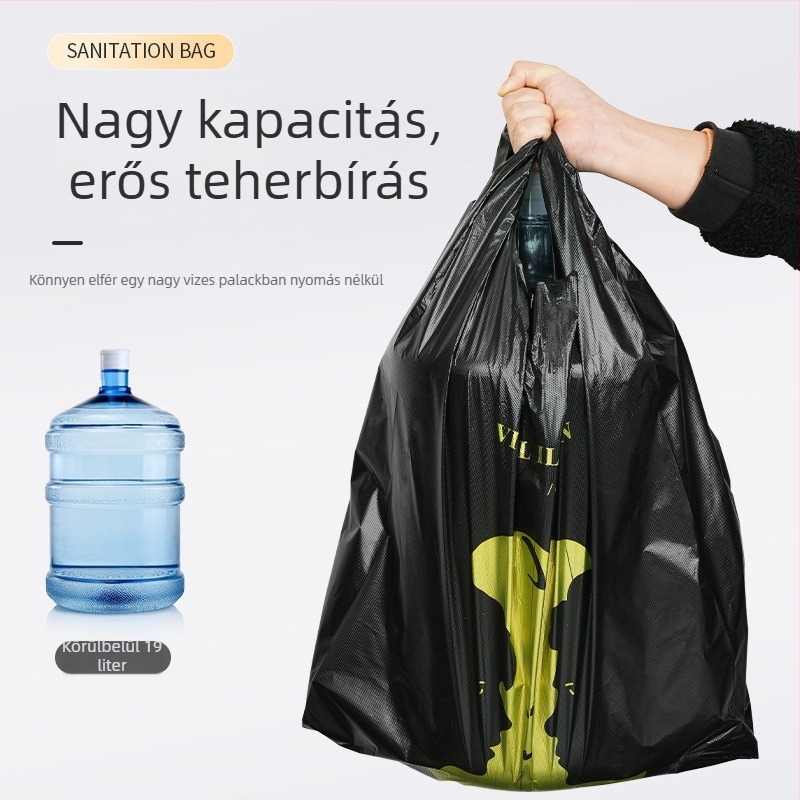 Konyhai mellény-stílusú szemeteszsákok, nagy méretű műanyag zacskók, extra vastag, egyszer használatos