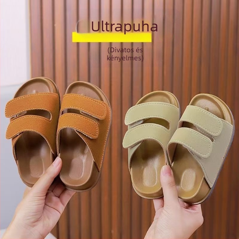 Aranyos, vastag talpú gyerek szandál Velcro záródással, Birkenstock-stílusú, tartós, uniszex