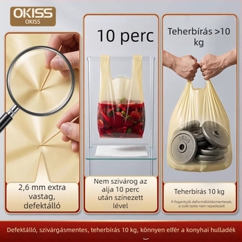 Konyhai mellény-stílusú szemeteszsákok, nagy méretben, otthoni használatra vastagított, extra vastag és strapabíró, ideális kollégiumi használatra, mellény-stílusú műanyag zacskók