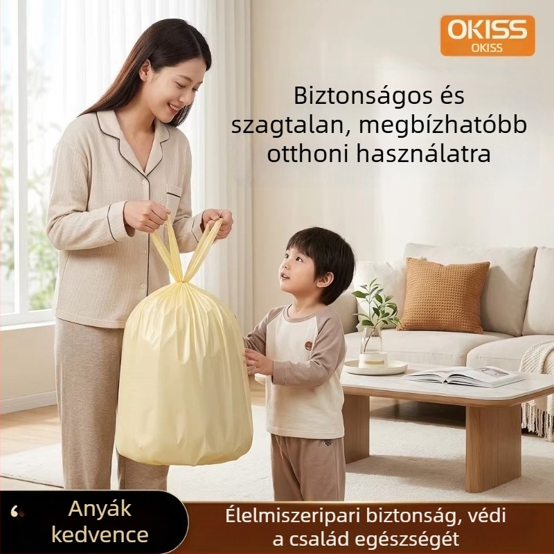 Konyhai mellény-stílusú szemeteszsákok, nagy méretben, otthoni használatra vastagított, extra vastag és strapabíró, ideális kollégiumi használatra, mellény-stílusú műanyag zacskók