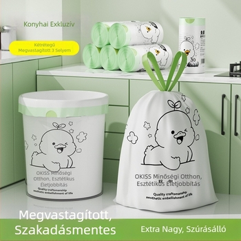 Szemeteszsákok fűzővel, háztartási használatra, vastagított, környezetbarát, nagy méret a konyhához, HDPE zacskók