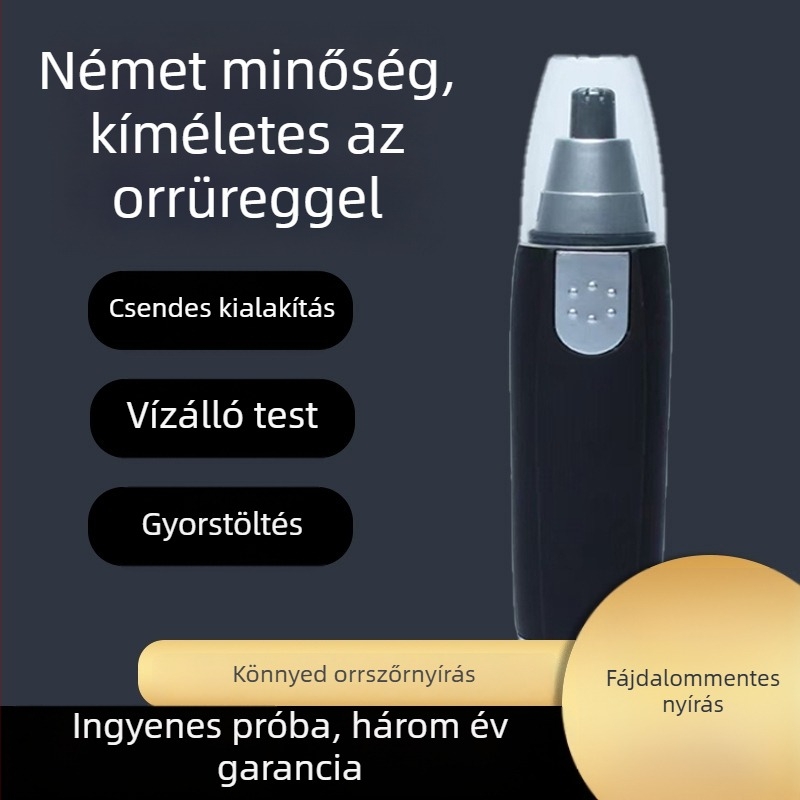 Akkumulátoros orrszőr-trimmelő, leválasztható és mosható vágófejjel