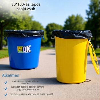 50L vastagított szemeteszsák vödrökhöz, 80×100 cm, fekete, PE, nagy kapacitású kereskedelmi felhasználásra