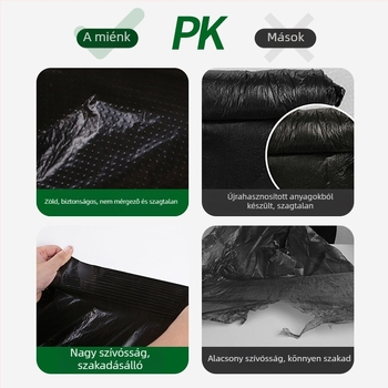 50L vastagított szemeteszsák vödrökhöz, 80×100 cm, fekete, PE, nagy kapacitású kereskedelmi felhasználásra