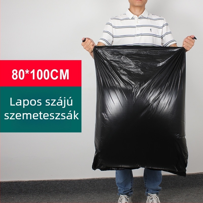 50L vastagított szemeteszsák vödrökhöz, 80×100 cm, fekete, PE, nagy kapacitású kereskedelmi felhasználásra
