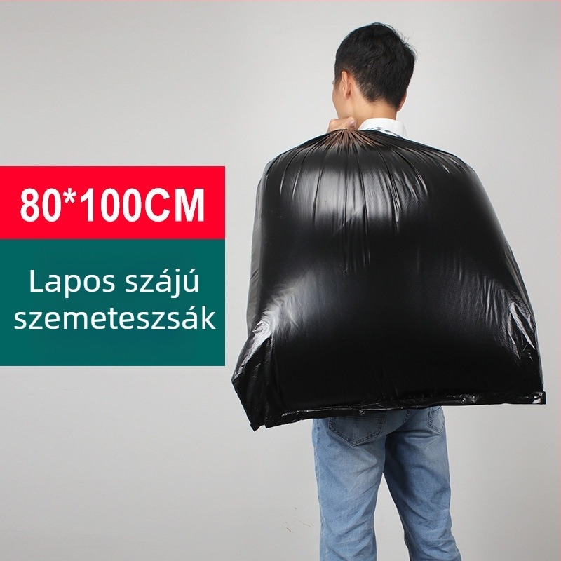 50L vastagított szemeteszsák vödrökhöz, 80×100 cm, fekete, PE, nagy kapacitású kereskedelmi felhasználásra