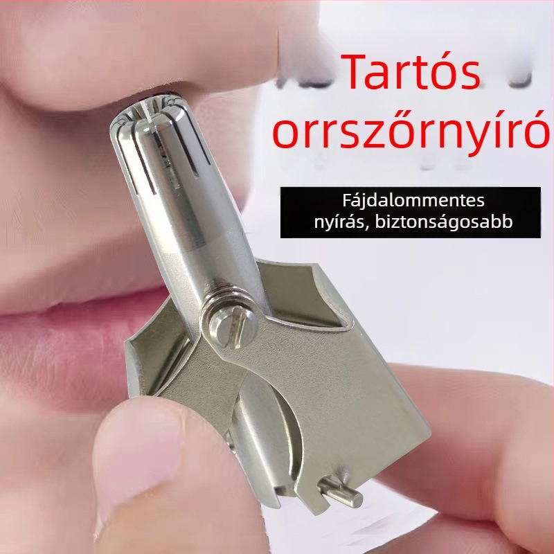 Férfi kézi orrszőr-trimmer, rozsdamentes acélból, akkumulátor nélkül, teljesen mosható