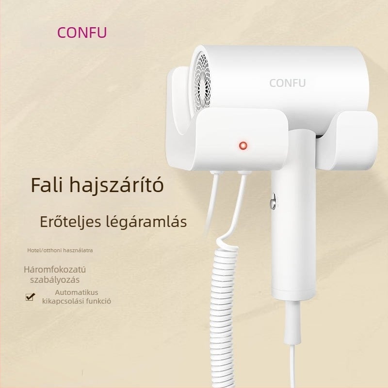 Koji KF-3154A 1600W falra szerelt hajszárító fürdőszobába, hőmérséklet-szabályozás és túlmelegedés elleni védelem