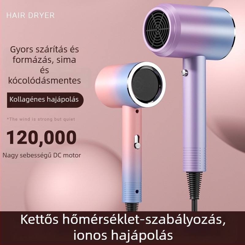 Háztartási hajszárító negatív ionokkal, csendes, gyors szárítás, erős levegőáram, ideális kollégiumhoz