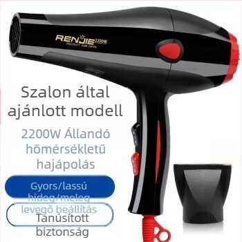Renjie 835 Professzionális hajszárító fodrászathoz, 2200W, meleg és hideg levegő, gyors szárítás, 3 fokozat, túlmelegedés elleni védelem