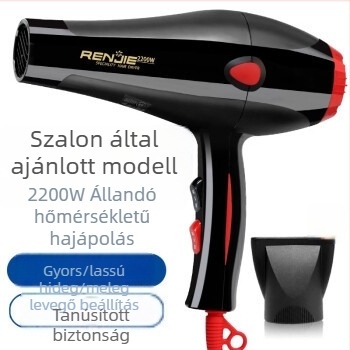 Renjie 835 Professzionális hajszárító fodrászathoz, 2200W, meleg és hideg levegő, gyors szárítás, 3 fokozat, túlmelegedés elleni védelem