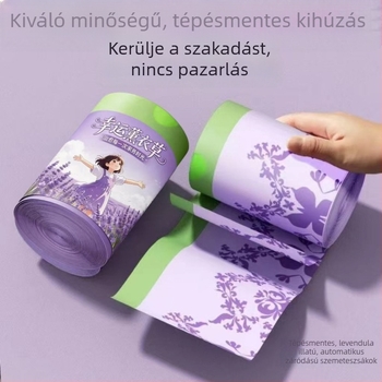 Levendulás illatú irodai szemeteszsákok, húzózsinóros zárás, nagy kapacitású, extra vastag, szakadásálló és tartós