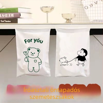 Asztali ragasztós szemeteszacskó gyerekeknek, kis méret, iskola és iroda számára