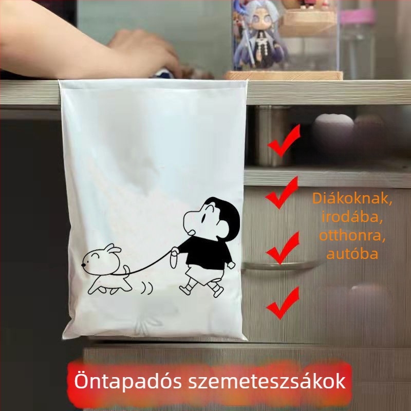 Asztali ragasztós szemeteszacskó gyerekeknek, kis méret, iskola és iroda számára