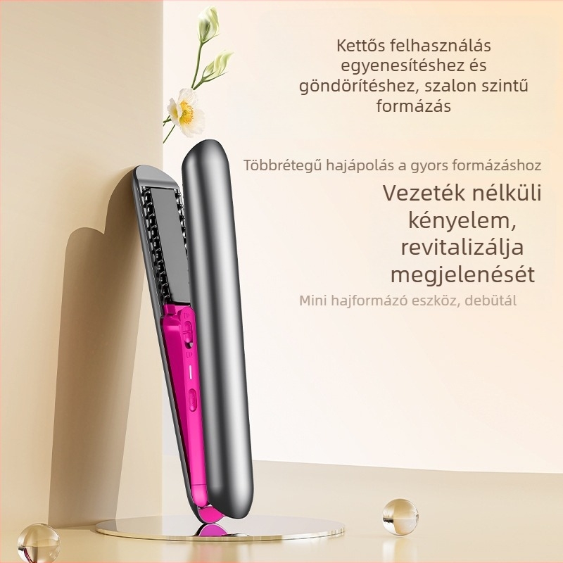 USB mini vezeték nélküli hajvasaló és göndörítő – 2 az 1-ben