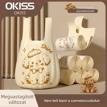Okays mellény-stílusú szemeteszsákok, szakadásmentes, megerősített, fogantyúval, otthoni használatra, nagy méretű tisztítózsákok a nappalira és a konyhába
