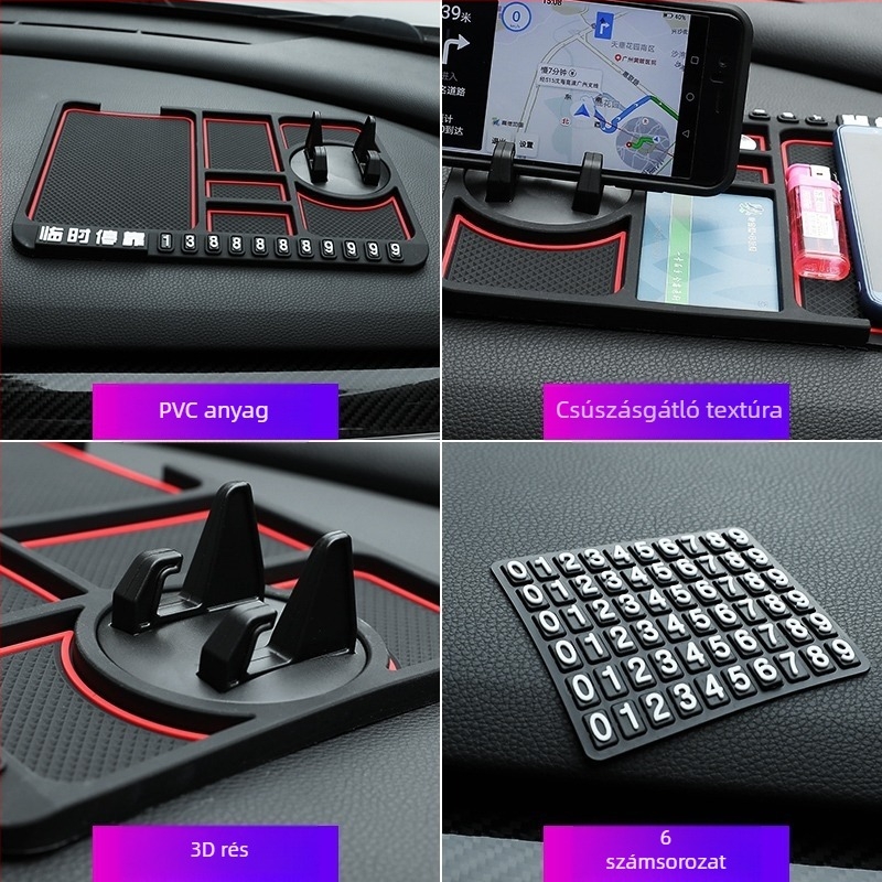 Autótelefon-tartó – kreatív, multifunkcionális tartó a műszerfalra navigációhoz, univerzális csúszásgátló párna