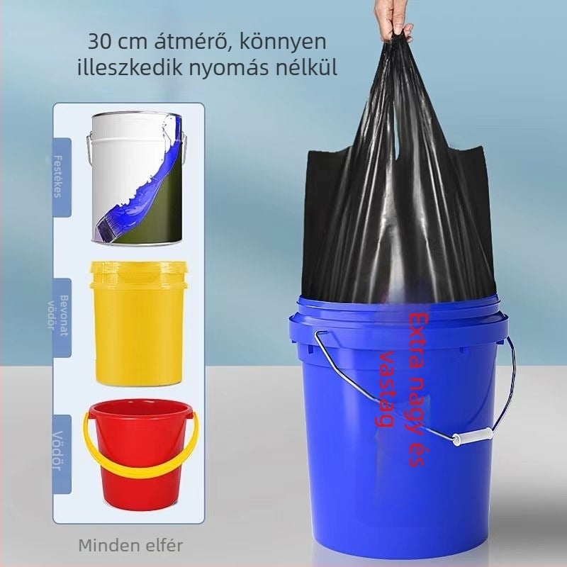 Kifejezetten vastag, fogantyús szemeteszsákok, mellény-stílusú, fekete, 50 darab