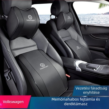 Memóriahabos nyakpárna autóhoz, teljes bőrkárpittal, deréktámasz, kompatibilis Sagitar, Magotan, Tiguan L, Passat, Bora