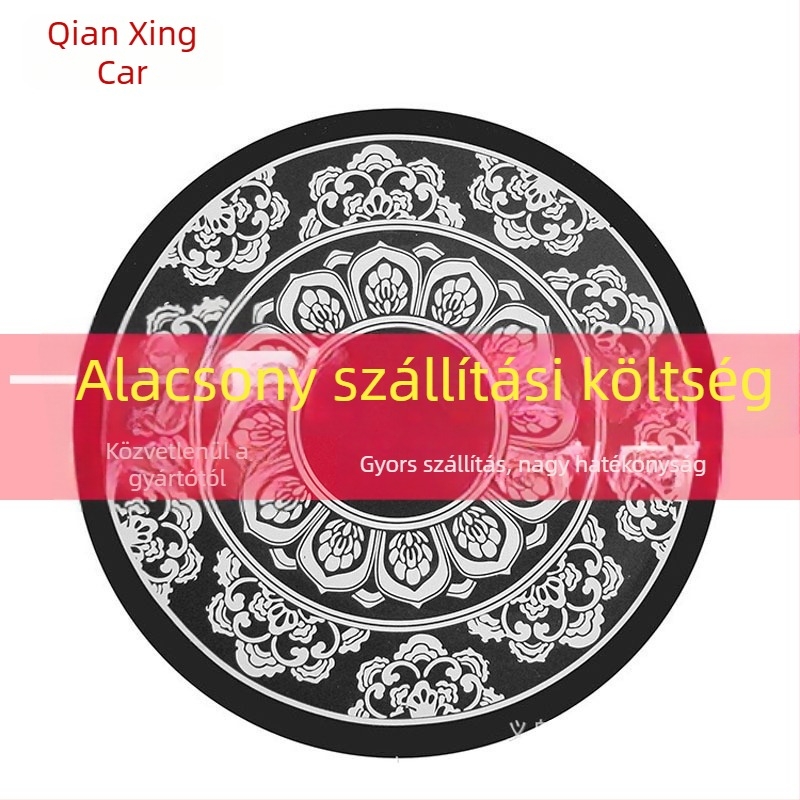 Kék-fehér porcelánmintás autódekoráció, kör alakú lótusz formájú tároló, csúszásmentes szilikon alátét és illatosító tartó