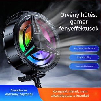 TL11 okostelefon hűtő ventilátor klipszes kialakítással, levegőhűtés, színes fények, halk működés, erős légáramlás