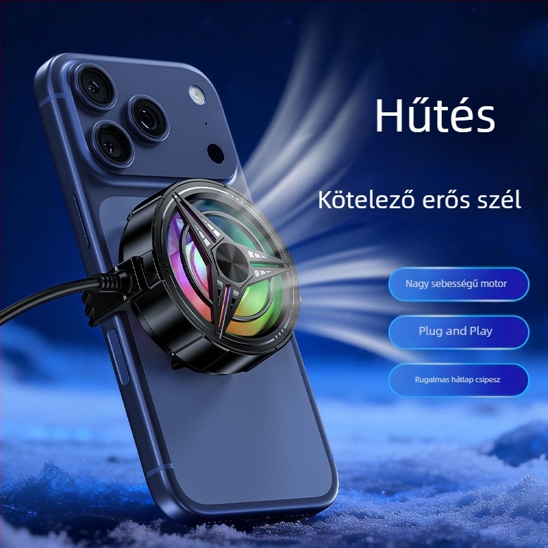 TL11 okostelefon hűtő ventilátor klipszes kialakítással, levegőhűtés, színes fények, halk működés, erős légáramlás