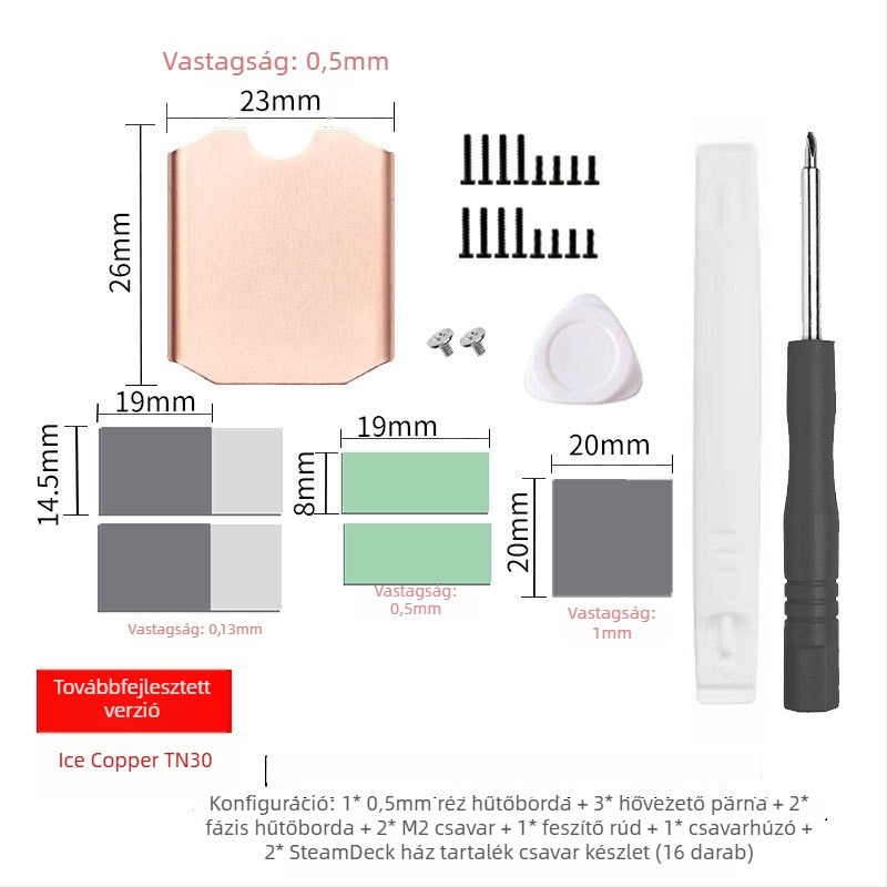 M.2 2230 SSD réz hűtő kézben tartható játékkonzolhoz SN740