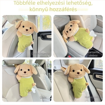 Autóba való plüss kutyus zsebkendő tartó, függő