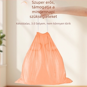 Barack színű, tépésálló zsinóros szemeteszsák, vastított, nagy méretű, hordozható műanyag zacskó