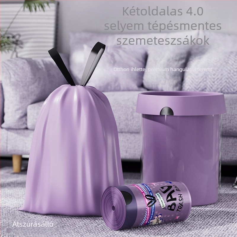 Húzós szemeteszsák háztartási használatra – vastag, tartós, konyha és nappali számára automatikus záródással