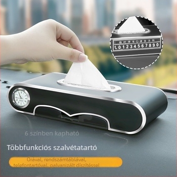 Luxusautó papírzsebkendő tartó, üléshez rögzíthető, többfunkciós