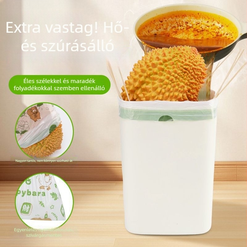 Háztartási szemeteszsákok, vastagítottak, szakadásállóak, fogantyúval, automatikus zárás, nagy méretű a konyhához