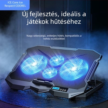 K22 noteszgép hűtőállvány 4 ventilátorral, csendes játékhoz, méretei 385×280×28 mm
