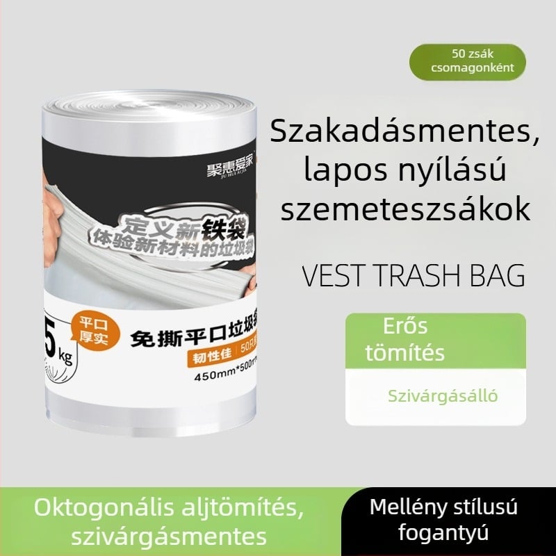 Egyszer használatos háztartási szemeteszsákok, 45×50 cm, síknyílású, vastagított és szakadásálló