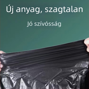 Vastagított fekete lapos szájú szemeteszacskók, biológiailag lebomlóak, egyszer használatosak, ipari, higiéniai és szállodai felhasználásra