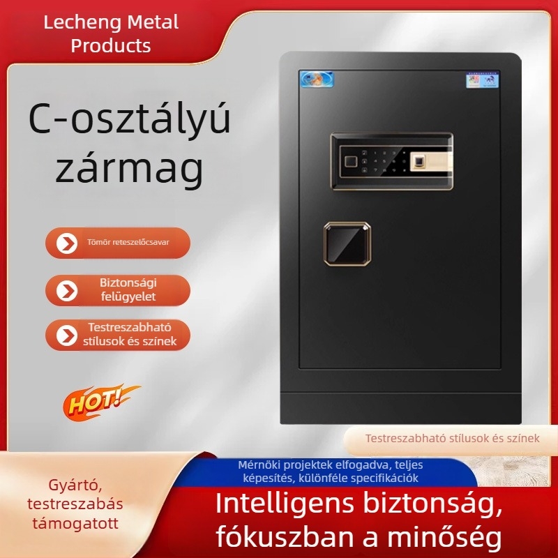 Kis méretű ujjlenyomat-záras trezor, vastított kivitel, elektronikus ujjlenyomat-zárral, otthoni és irodai használatra, lopás elleni és tűzálló