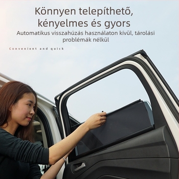 Teleszkópos autónapellenző hálós anyagból, automatikus emelés, fényvédő és por- és szúnyogvédelem