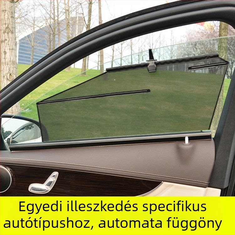Teleszkópos autónapellenző hálós anyagból, automatikus emelés, fényvédő és por- és szúnyogvédelem