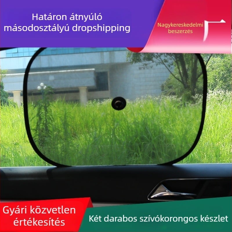 Nylon oldalsó ablak hálóárnyékoló autóhoz, fekete, szívókoronggal