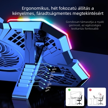 F13 többirányú laptophűtő RGB-vel, csendes alap