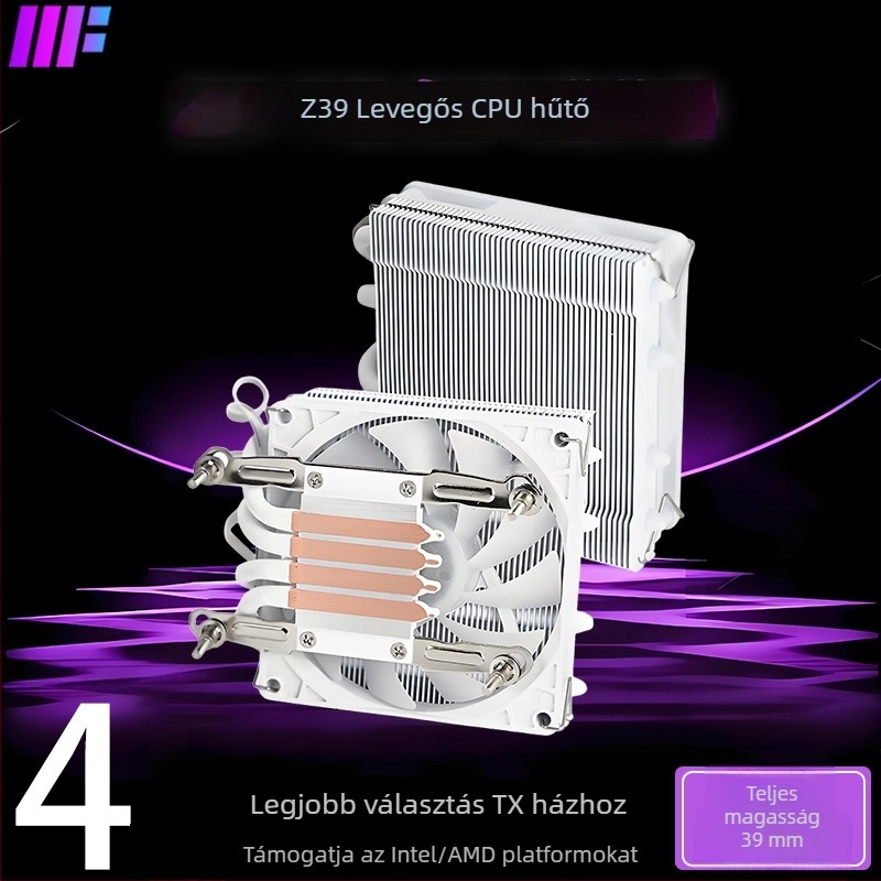 Z39 ITX asztali CPU hűtő, lefelé nyomó mechanizmussal, kompatibilis LGA1700/1200/115x/AM4, hőmérséklet-szabályozott, csendes ventilátor