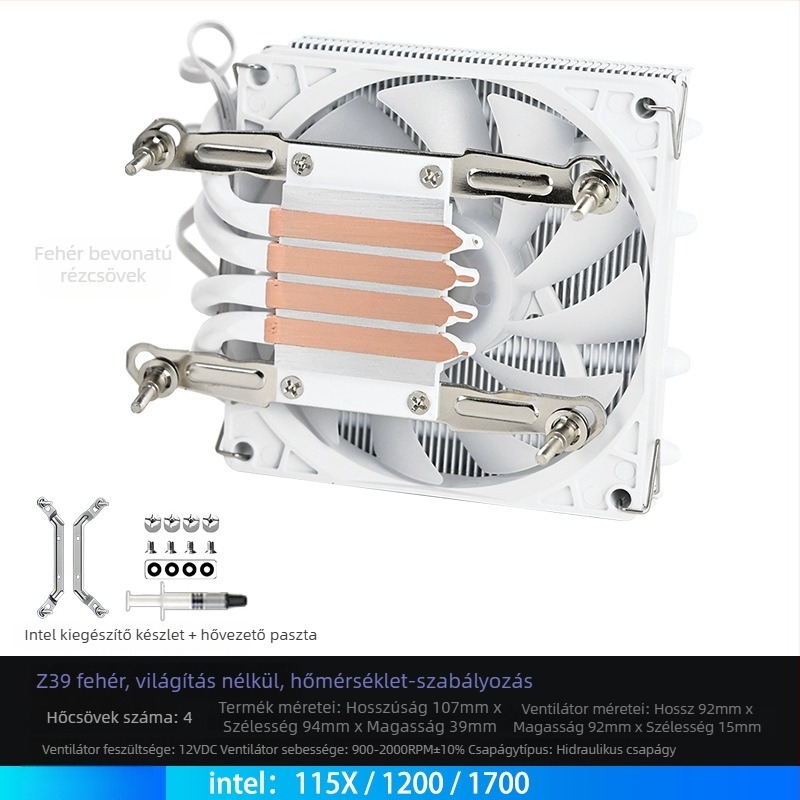 Z39 ITX asztali CPU hűtő, lefelé nyomó mechanizmussal, kompatibilis LGA1700/1200/115x/AM4, hőmérséklet-szabályozott, csendes ventilátor