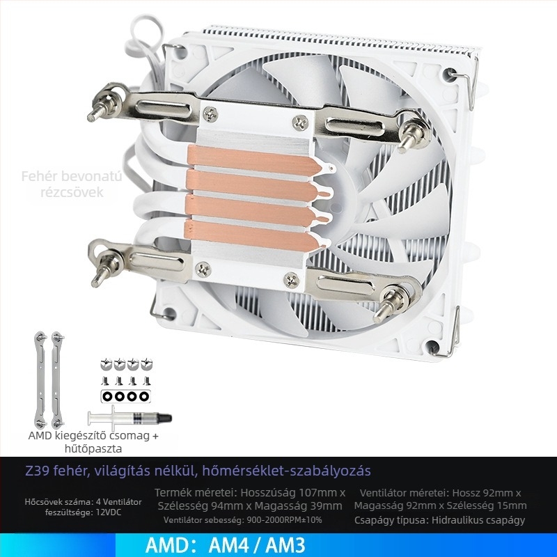 Z39 ITX asztali CPU hűtő, lefelé nyomó mechanizmussal, kompatibilis LGA1700/1200/115x/AM4, hőmérséklet-szabályozott, csendes ventilátor