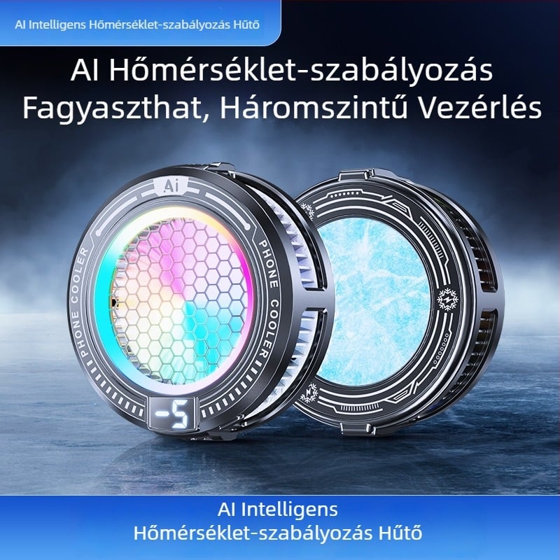 AI okostelefon hűtő radiátor intelligens hőmérséklet-vezérléssel, ultra-halk automatikus szabályozás, félvezetős hűtés