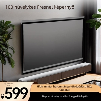 Fresnel antireflexiós vetítővászon, 100 hüvelykes, HD, falra szerelhető otthoni mozihoz, Nut projektorral kompatibilis