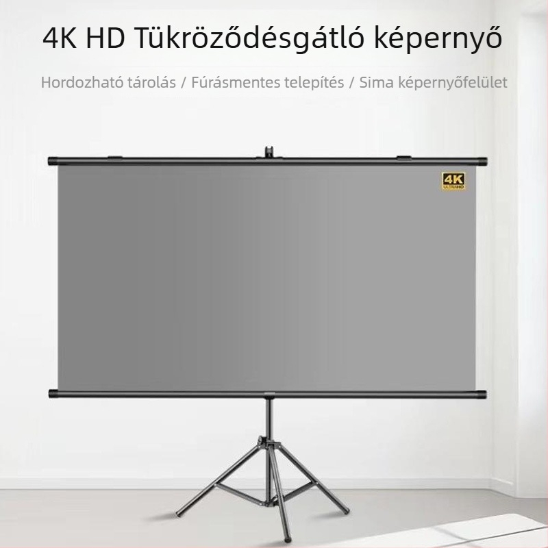 Xinjieke fénycsökkentő vetítővászon, otthoni és irodai használatra, hordozható padlóra álló kialakítás, falra szerelhető opció, 60-100 hüvelyk