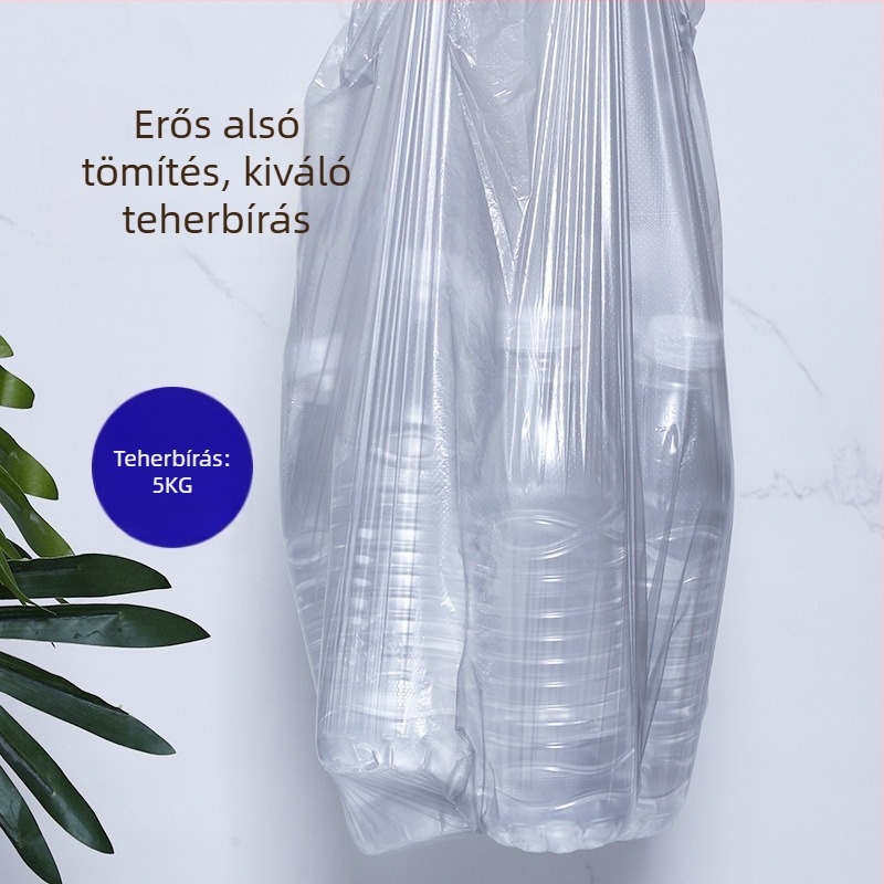 Kézben tartott, megerősített háztartási szemeteszsákok, nagy méret, újrahasználható, strapabíró műanyag zacskók konyhához, irodához vagy kollégiumhoz
